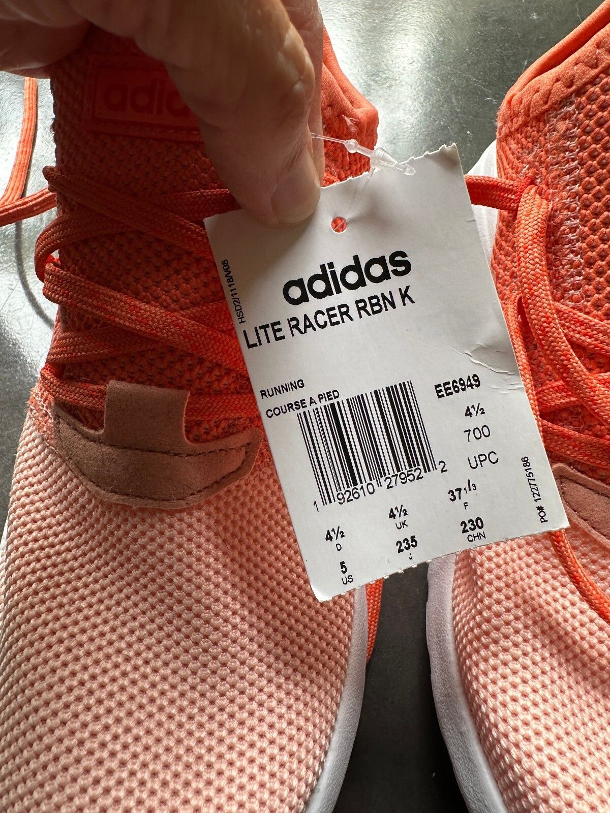 Adidas Lite Racer RBN K Girls 5 Pink EE6949 New Tags