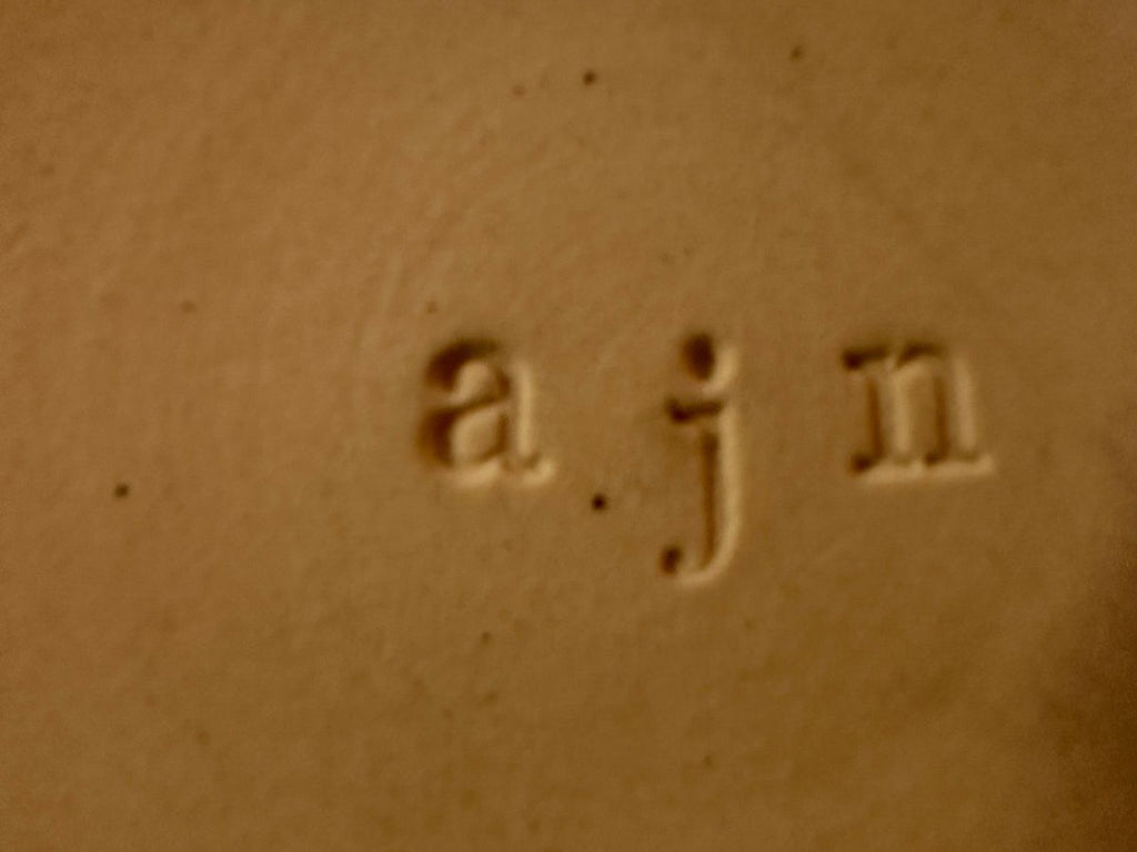 Vintage AJM Signed Studio Pottery Rust Glaze Plate 6.5"