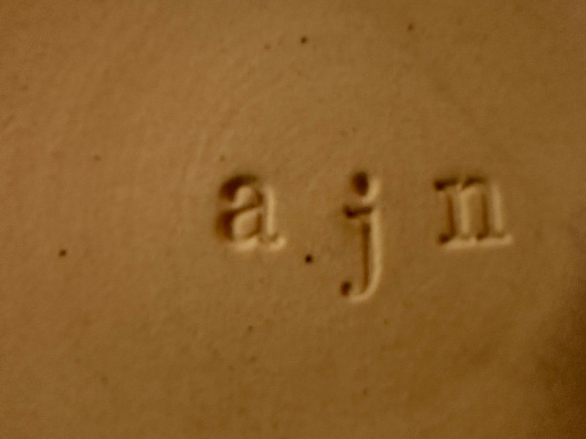 Vintage AJM Signed Studio Pottery Rust Glaze Plate 6.5"