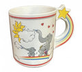 Vintage Japan Dancing Elephants Rainbow Star Handle Mug