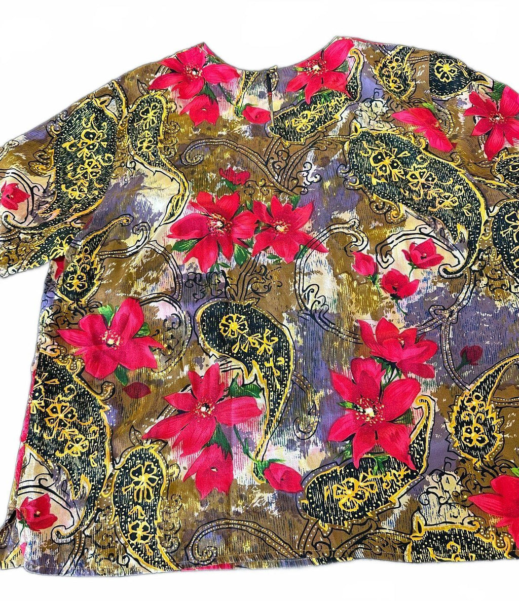 Christie & Jill Silk Floral Paisley Blouse Large