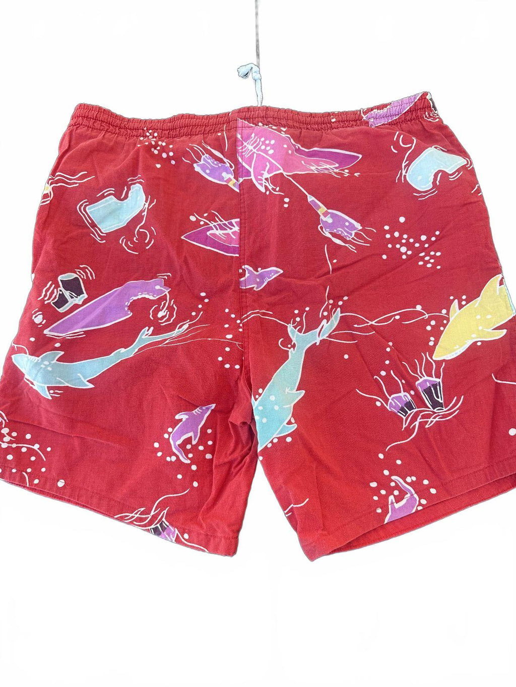 Vintage & Company Shark Print Swim Trunks Medium