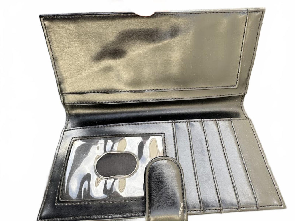 Guess Black Faux Leather Wallet Snap Closure