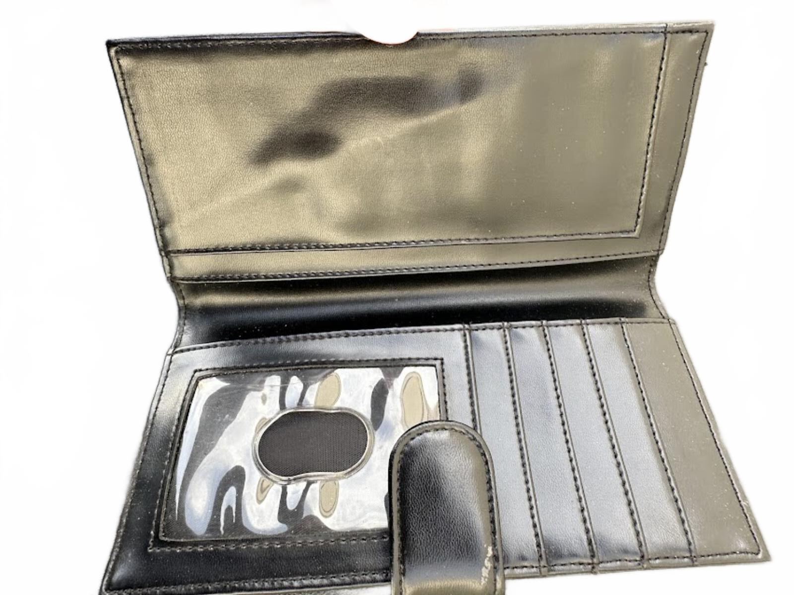 Guess Black Faux Leather Wallet Snap Closure