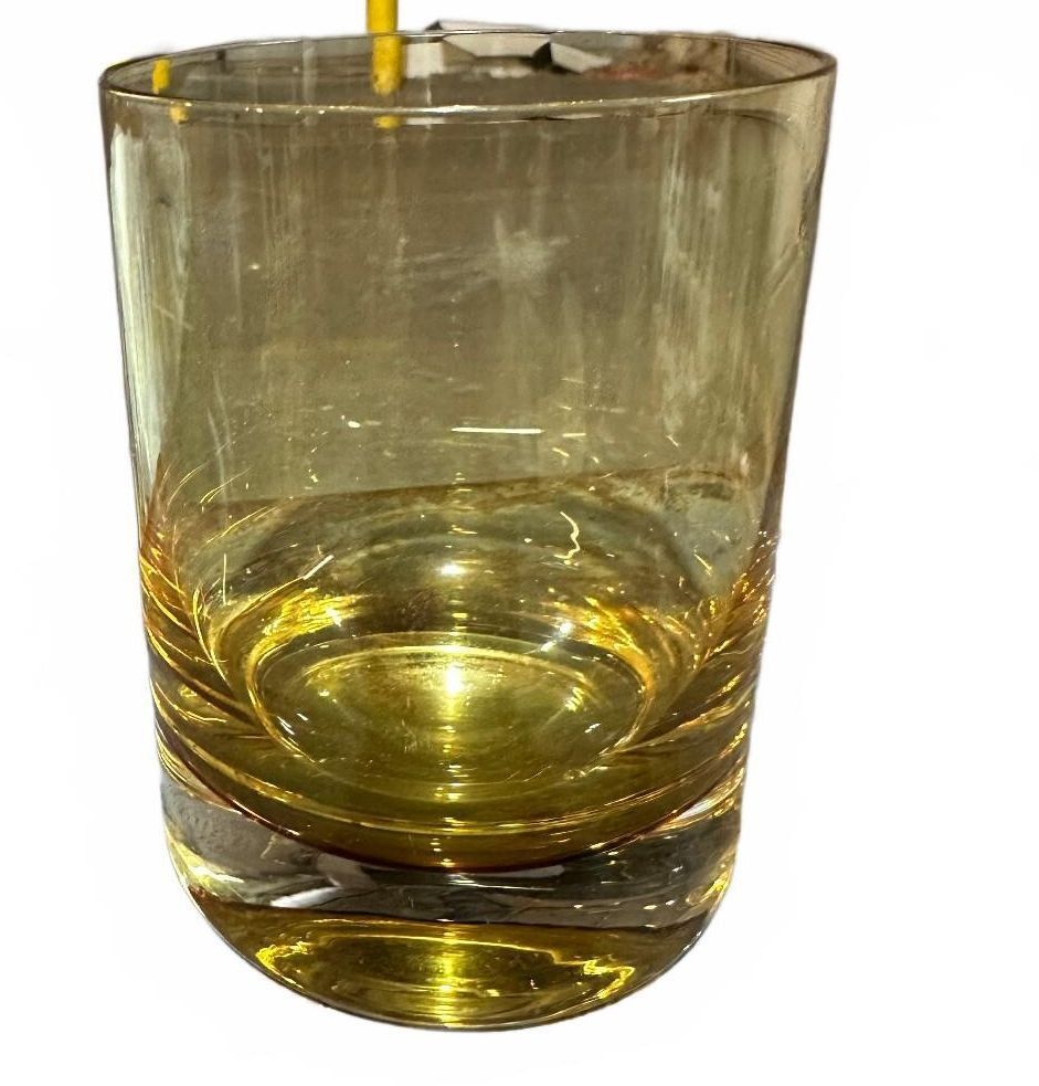 Vintage Amber Gold Heavy Base Tumbler Rocks Glass