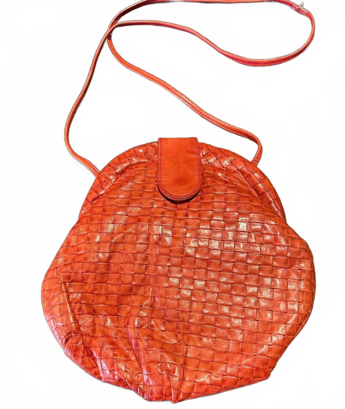 Benelli E Me Woven Faux Leather Orange Crossbody
