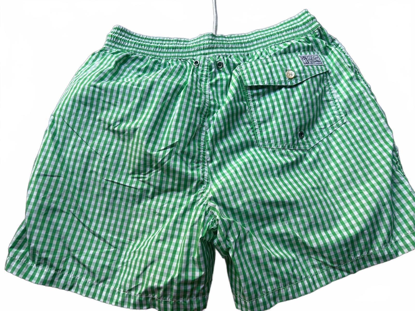 Polo Ralph Lauren Green Gingham Swim Trunks L