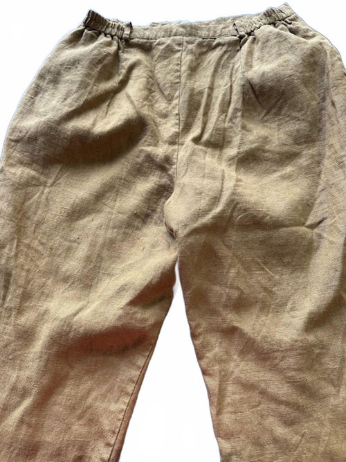 100% Linen Tan Pull-On Pants 30W