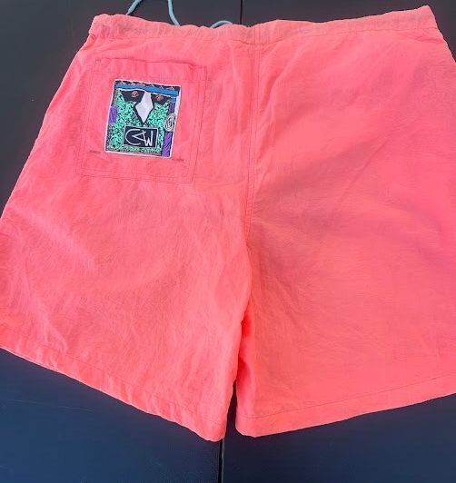 Castaways Neon Orange Swim Trunks Medium