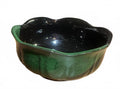 Vintage Black Green Art Pottery Bowl Scalloped Rim 4.5"
