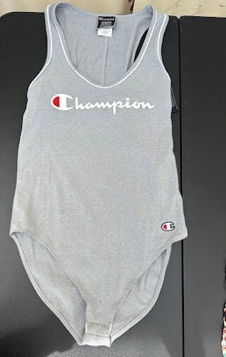 Champion Gray Logo Bodysuit Medium NWT