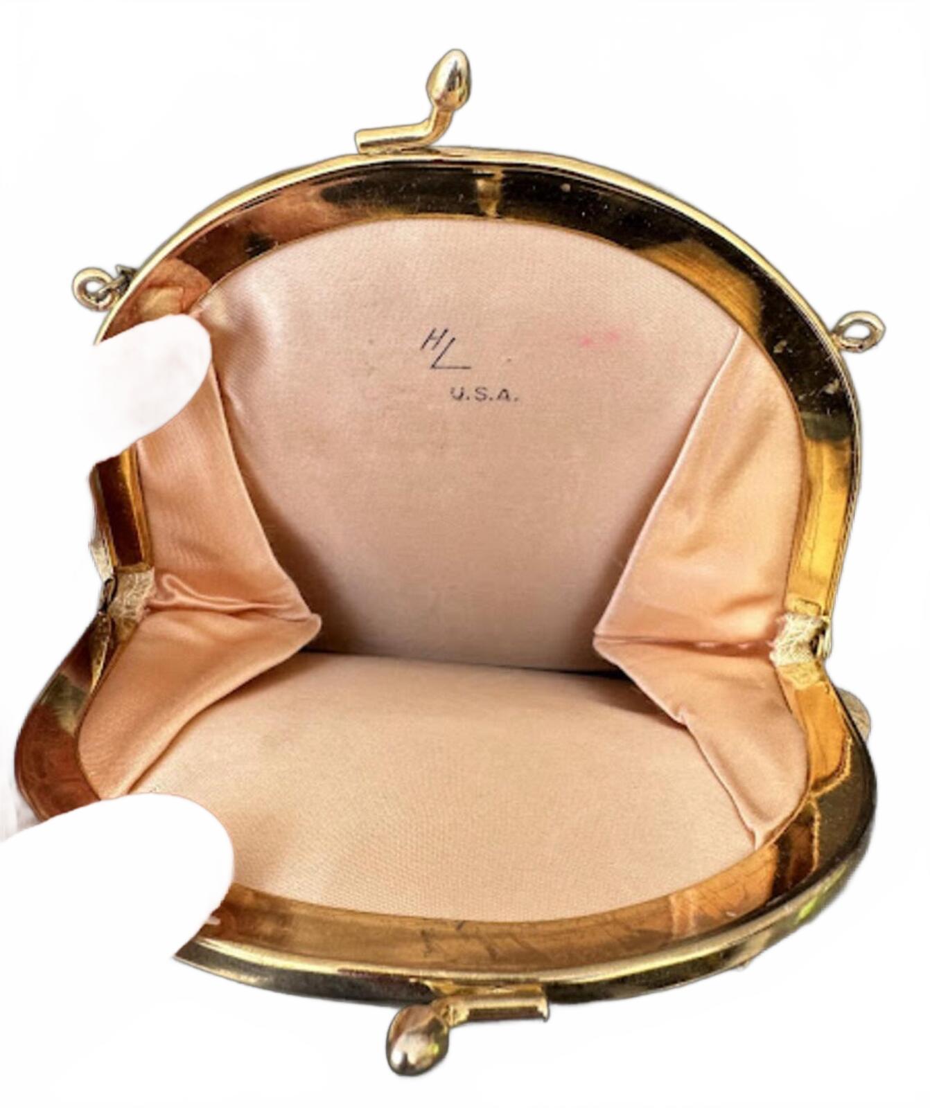 Vintage Gold Lamé Kiss Lock Evening Clutch