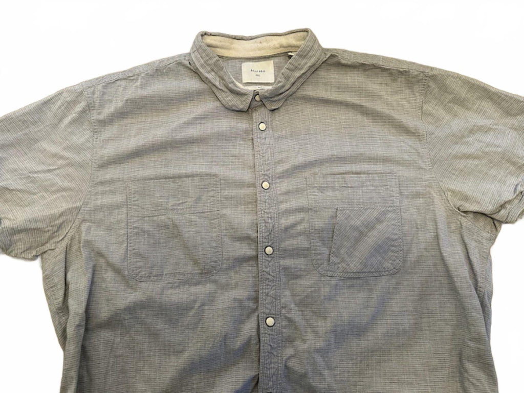 Billy Reid Gray Stripe Short Sleeve Shirt XL