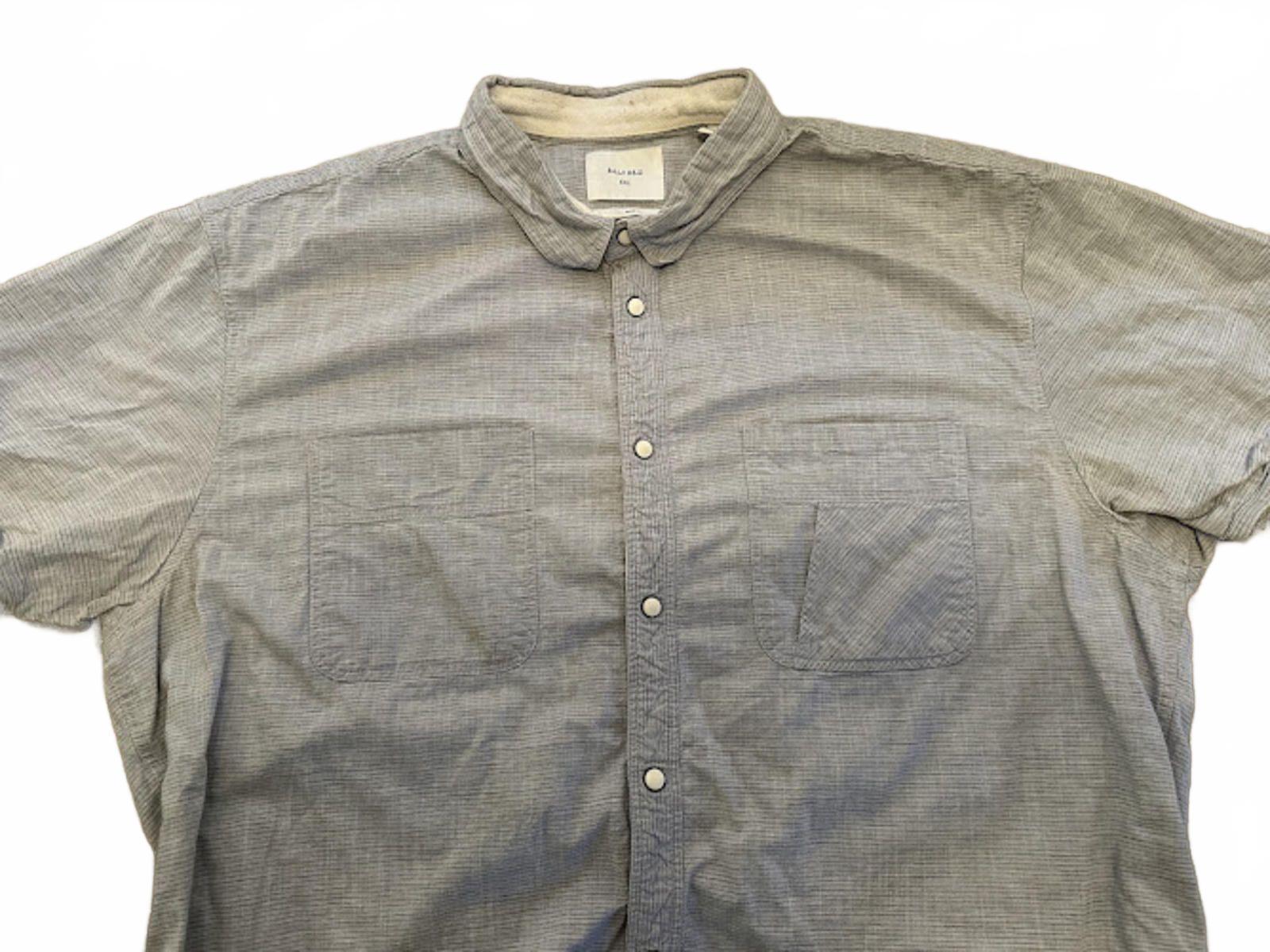 Billy Reid Gray Stripe Short Sleeve Shirt XL