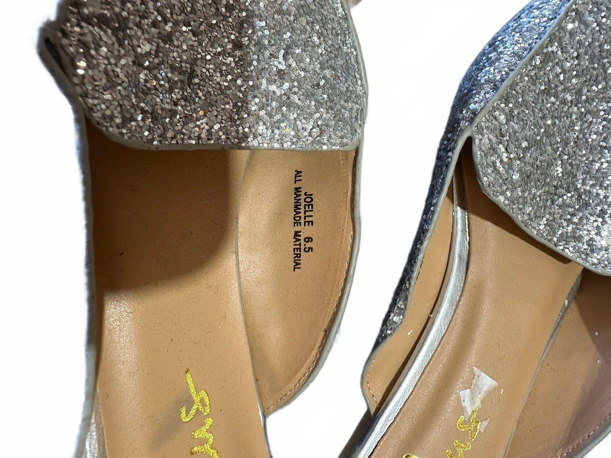 Lulus Silver Glitter Pointed Toe Mules 6.5