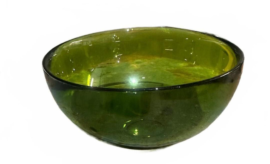 Vintage Olive Green Glass Bowl 4.75" Avocado MCM