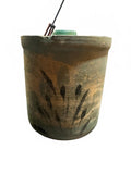 Antique Primitive Green Glazed Stoneware Lidded Canister