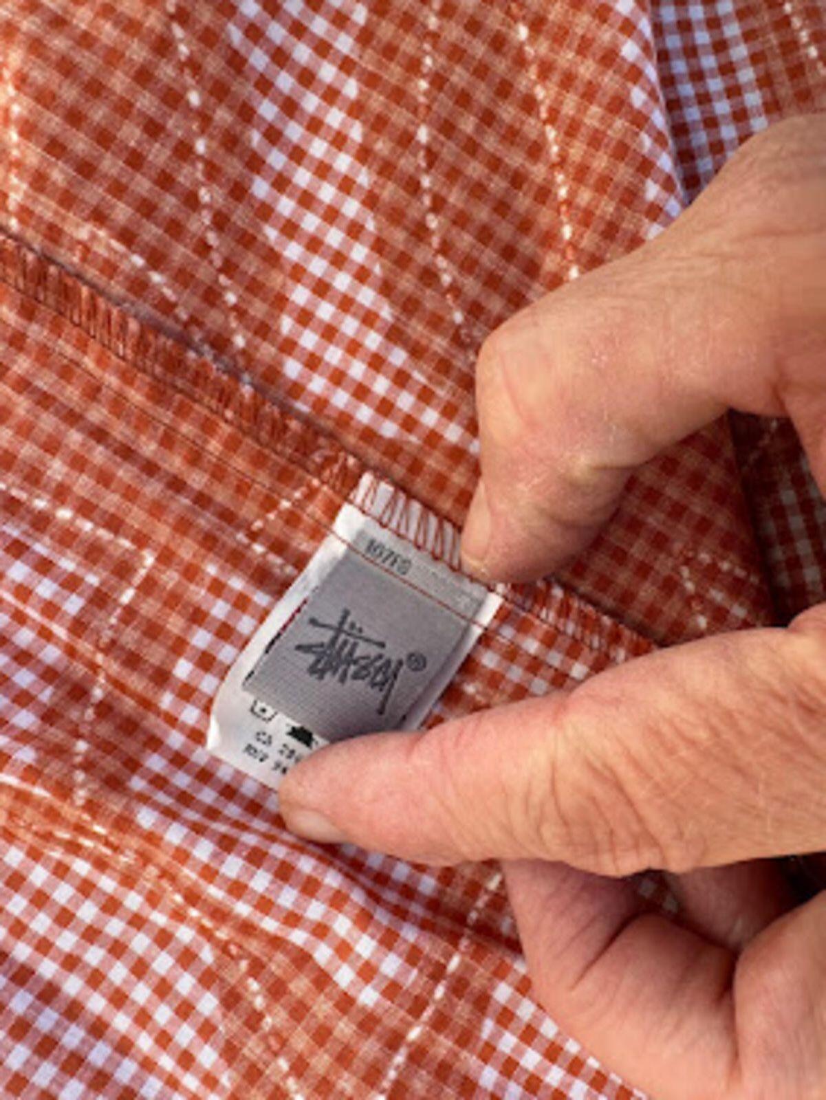 Stüssy Orange Floral Check Shirt XL