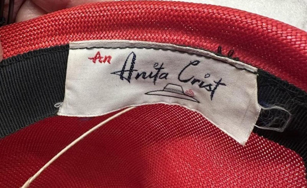 Vintage Anita Crist Red Woven Bucket Hat