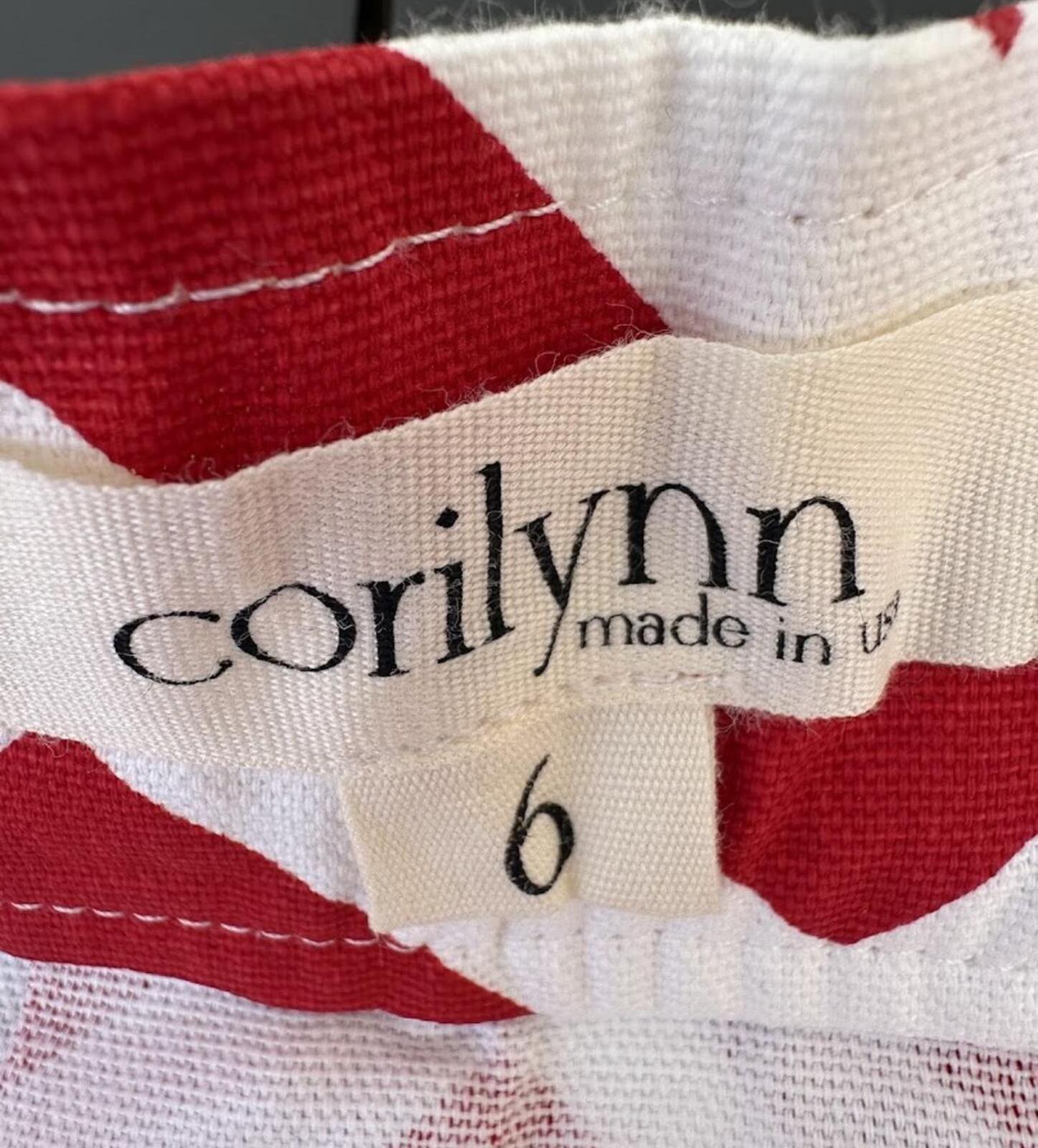 Corlyn Red White Chevron Skirt 29W Vintage
