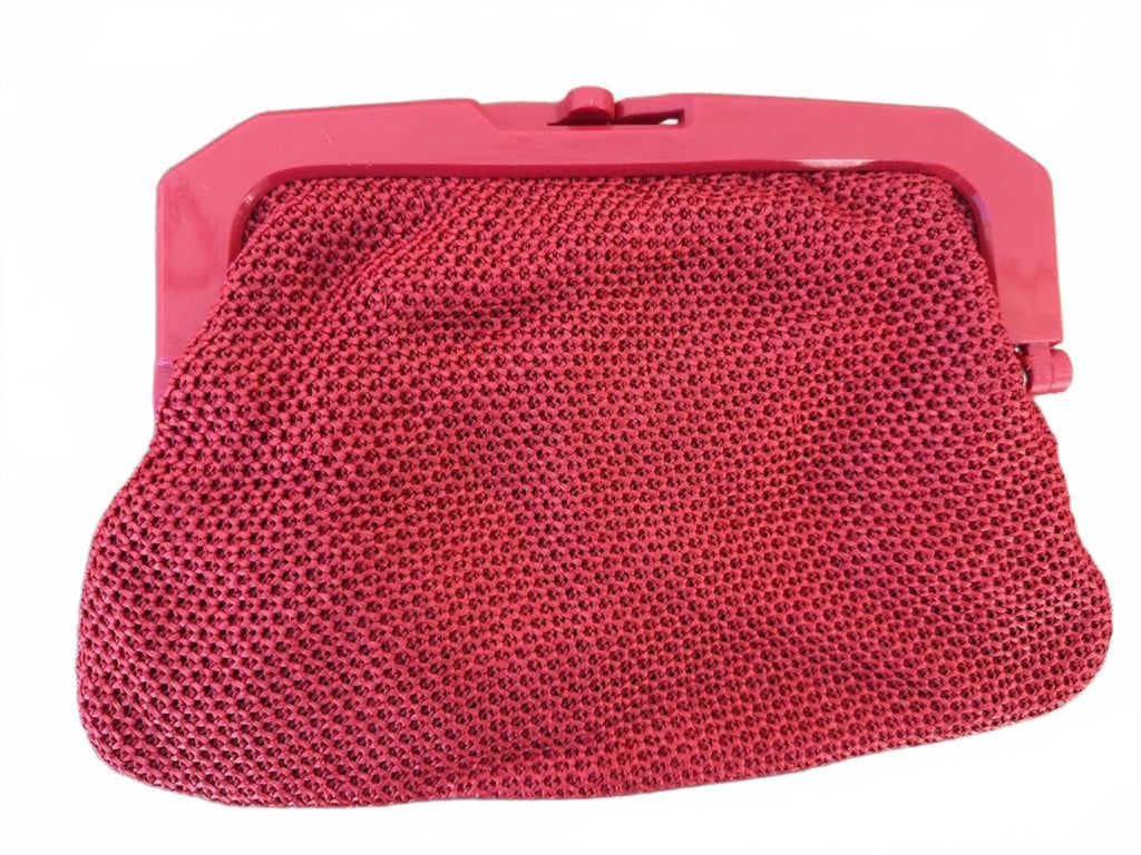 Vintage Axiom Red Woven Clutch Lucite Frame Italy