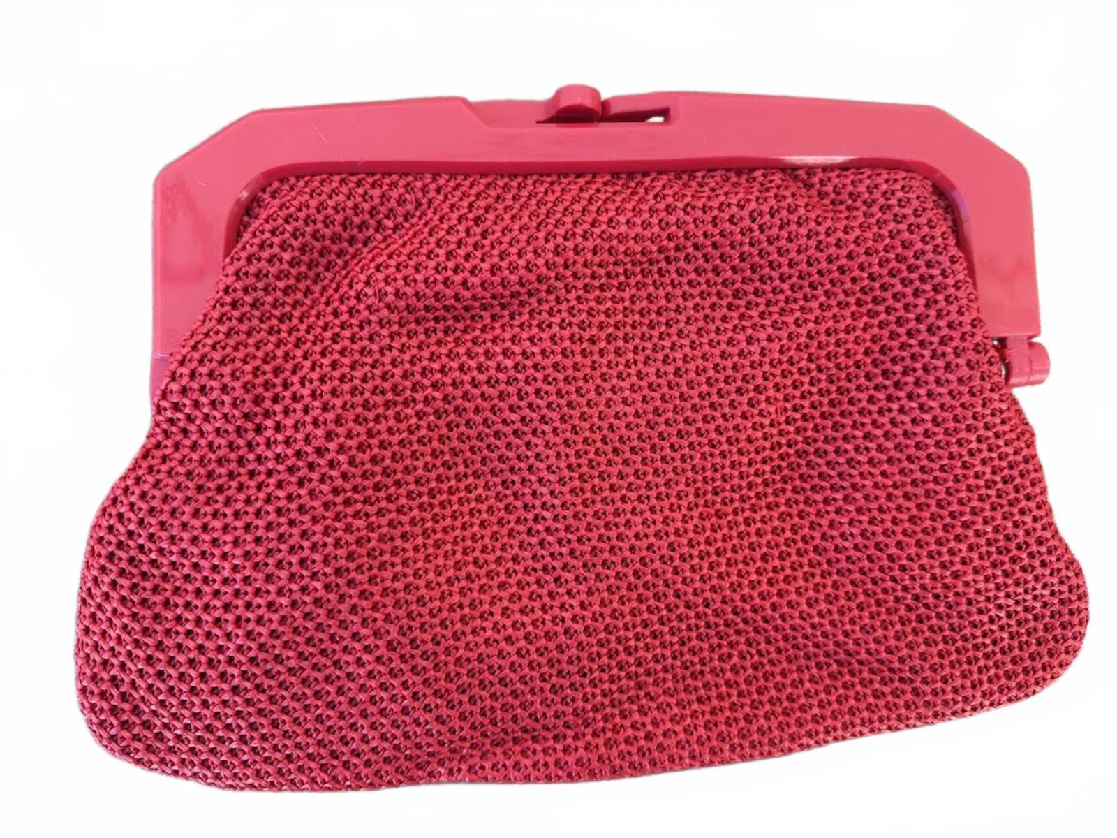 Vintage Axiom Red Woven Clutch Lucite Frame Italy
