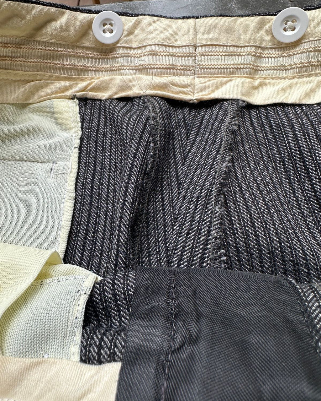 Vintage Men’s Striped Trousers Metal Zippers Suspender 32