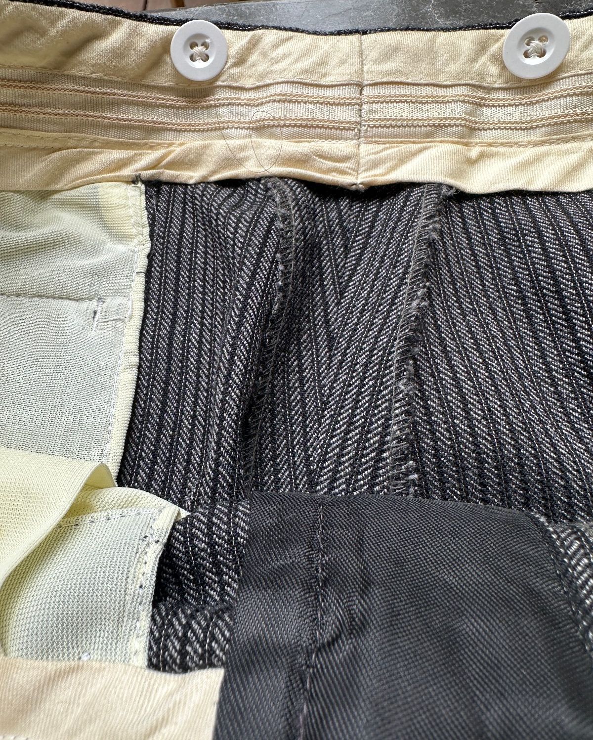 Vintage Men’s Striped Trousers Metal Zippers Suspender 32