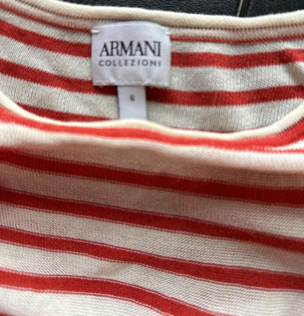 Armani Collezioni Red Stripe Knit Top S