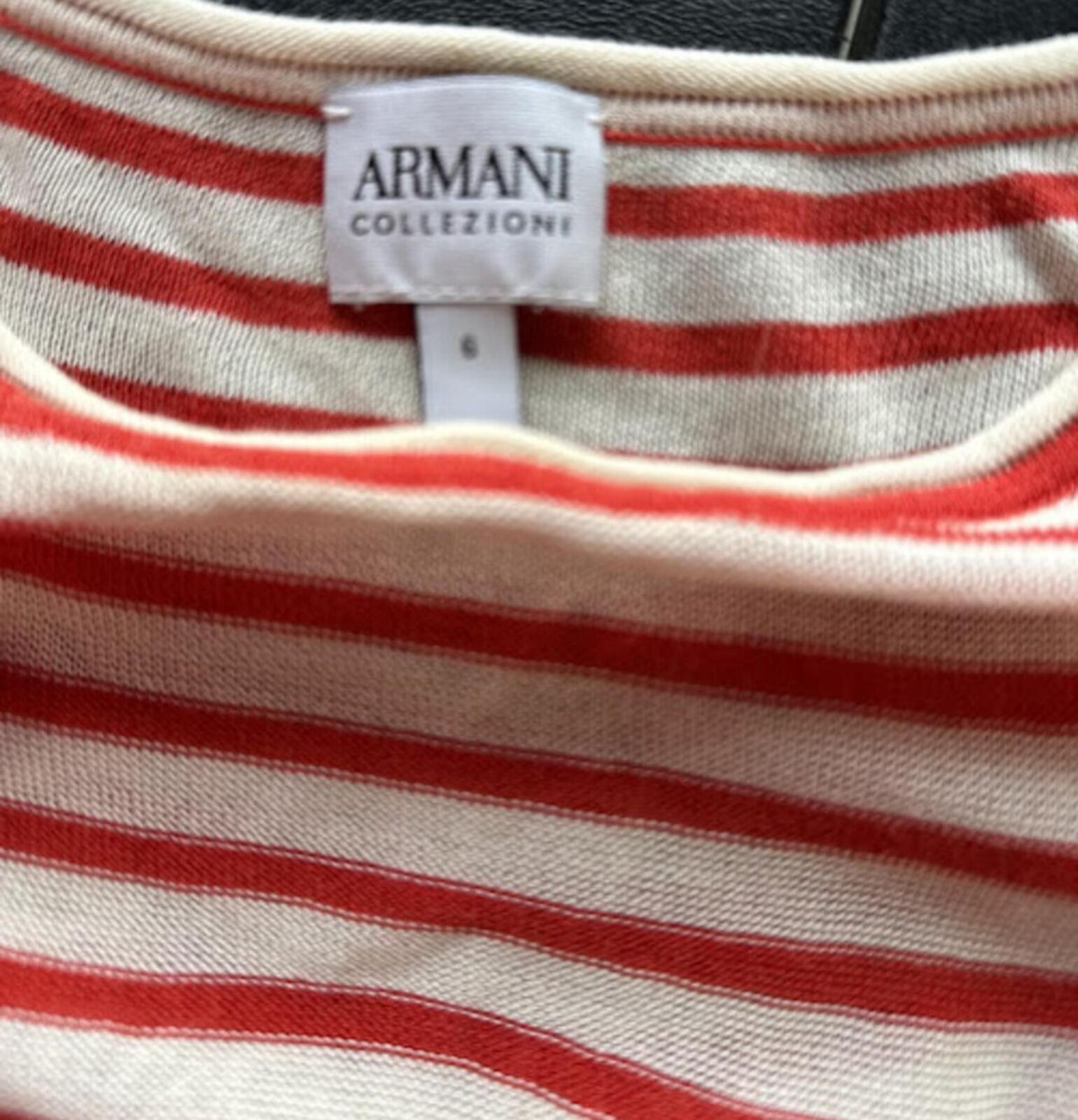 Armani Collezioni Red Stripe Knit Top S