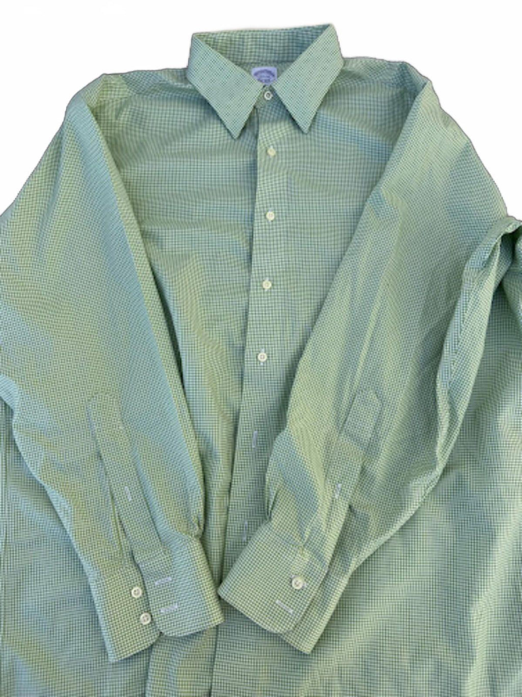 Brooks Brothers Green Gingham Dress Shirt