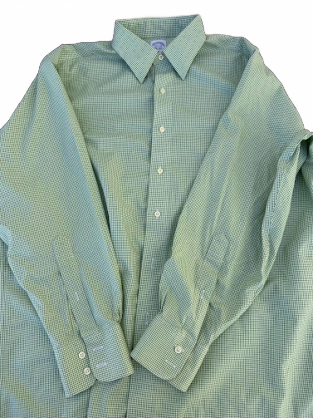 Brooks Brothers Green Gingham Dress Shirt