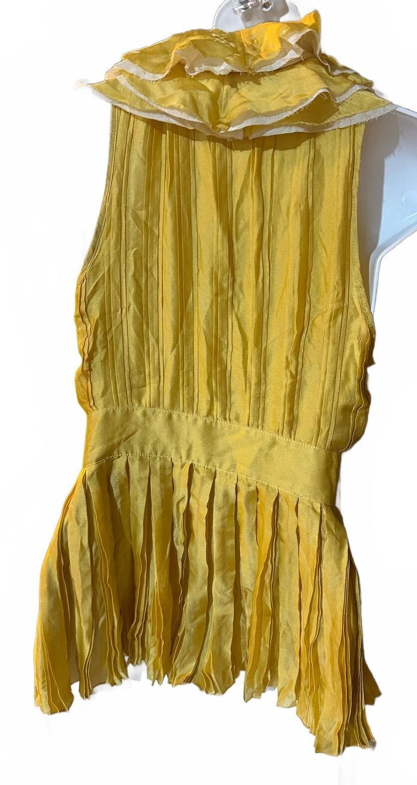 Rachel Roy Size 4 Yellow Pleated Ruffle Sleeveless Top
