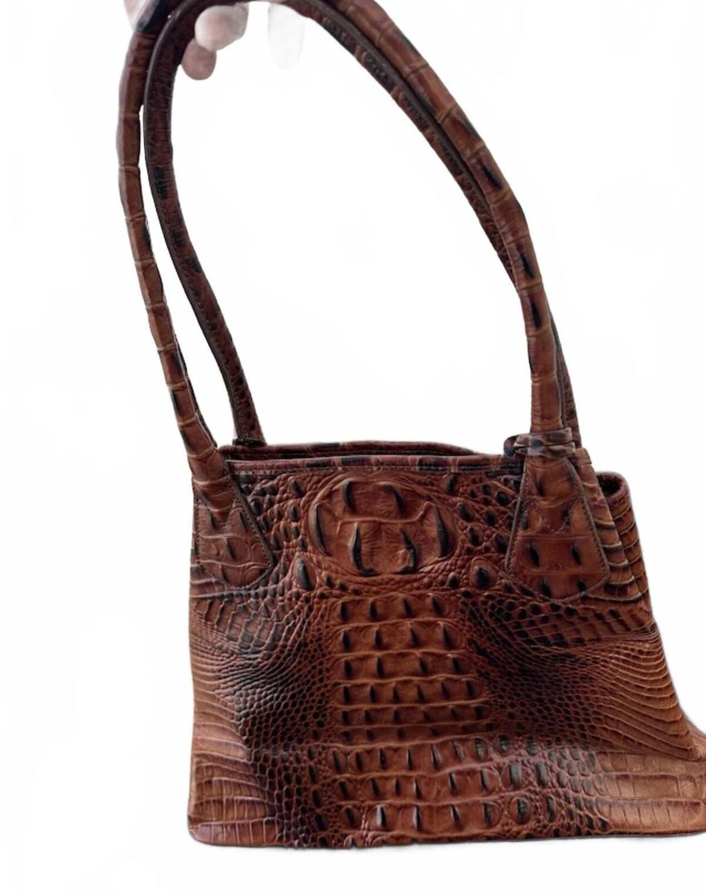 Brahmin Croc Embossed Leather Shoulder Bag