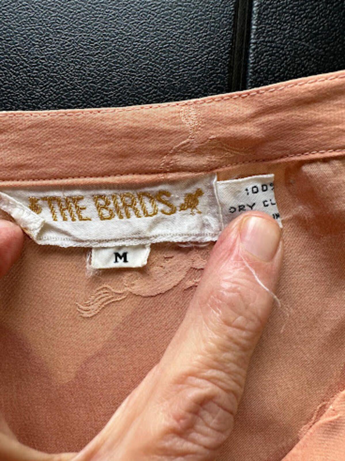 The Birds Silk Blouse Horse Print Peach M