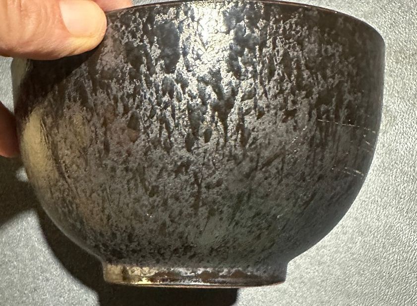 Vintage Studio Pottery Black Gray Incised Stoneware Bowl