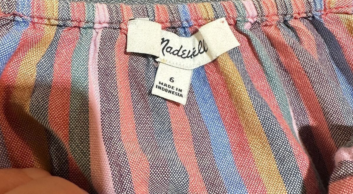 Madewell Rainbow Stripe Tie Front Cami Top Size 6