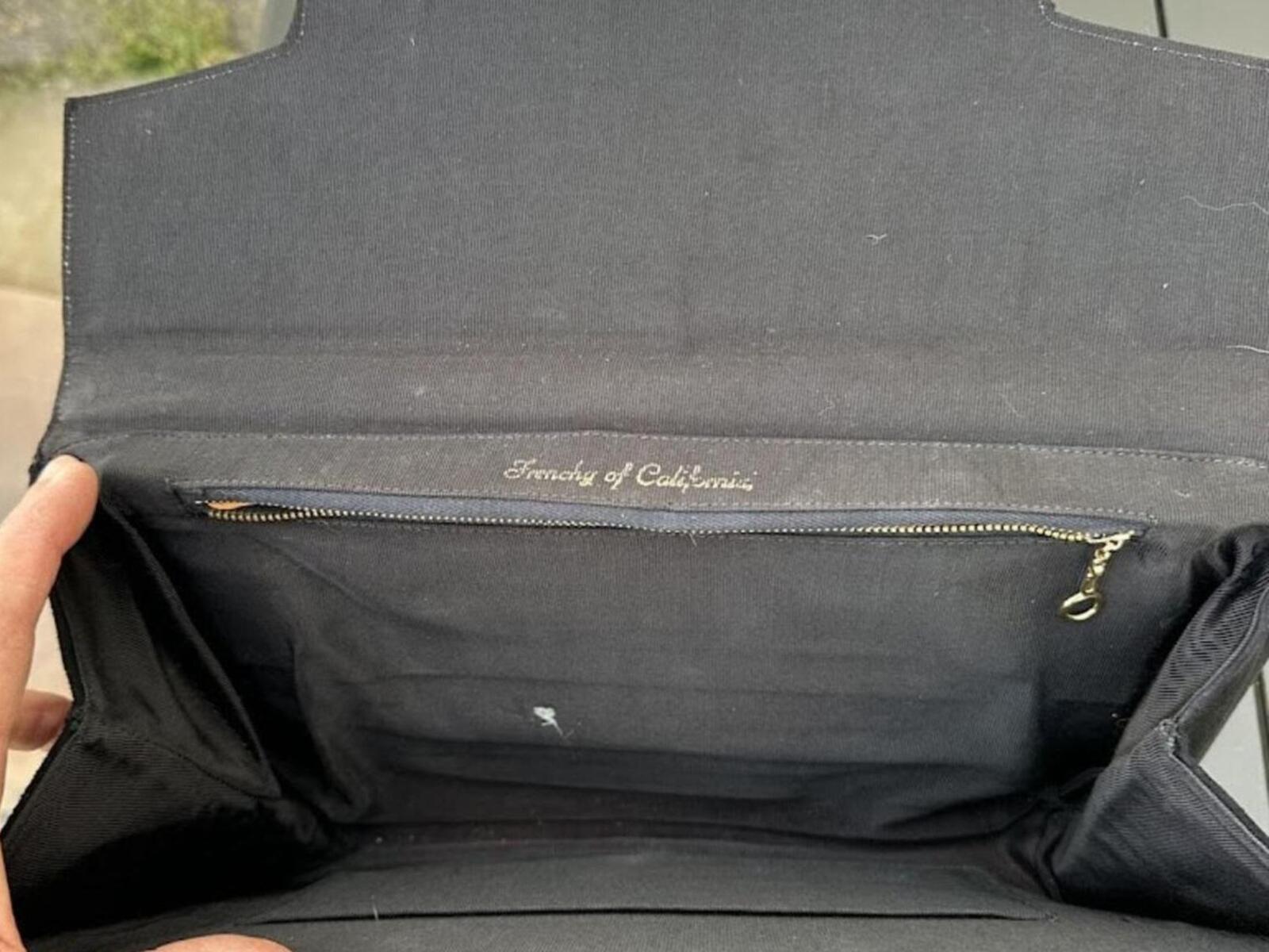 Frenchy of California Black Suede Clutch 13”