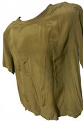 Anna & Frank Olive Silk Short Sleeve Blouse