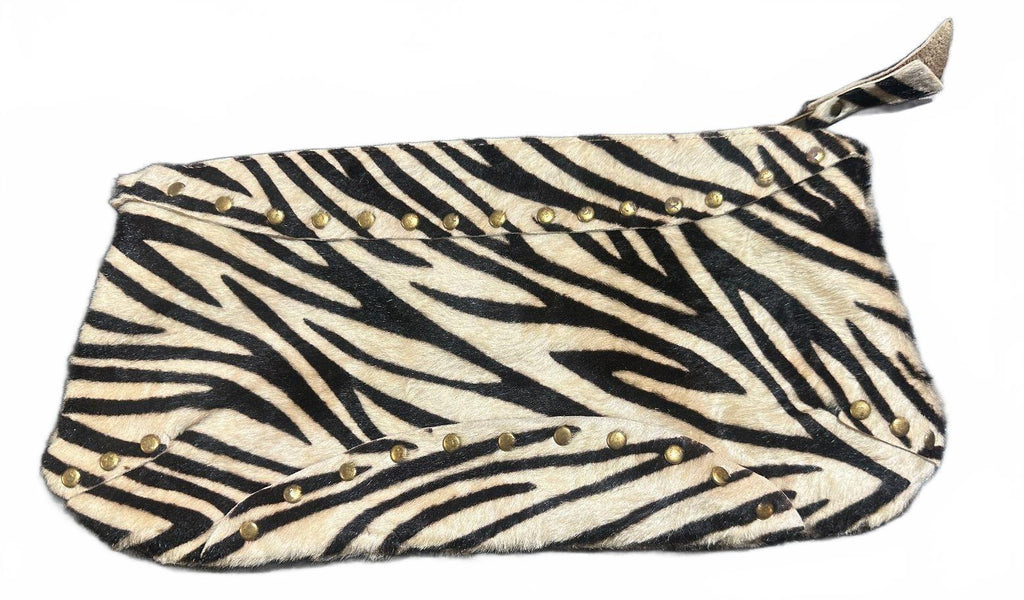 E.D.E. Zebra Print Hair-On Hide Clutch Wristlet