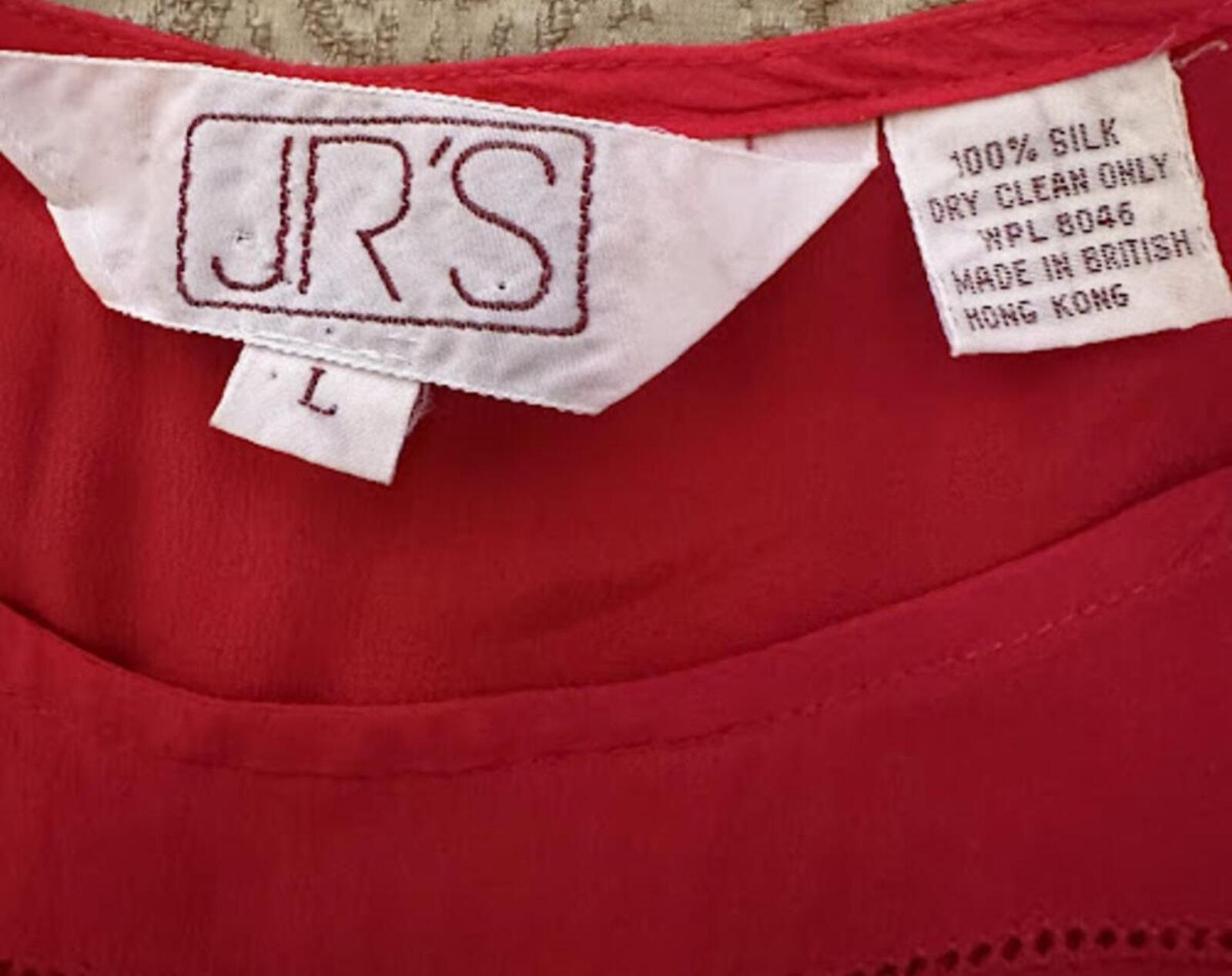 Vintage JRS Red Silk Blouse Hong Kong L