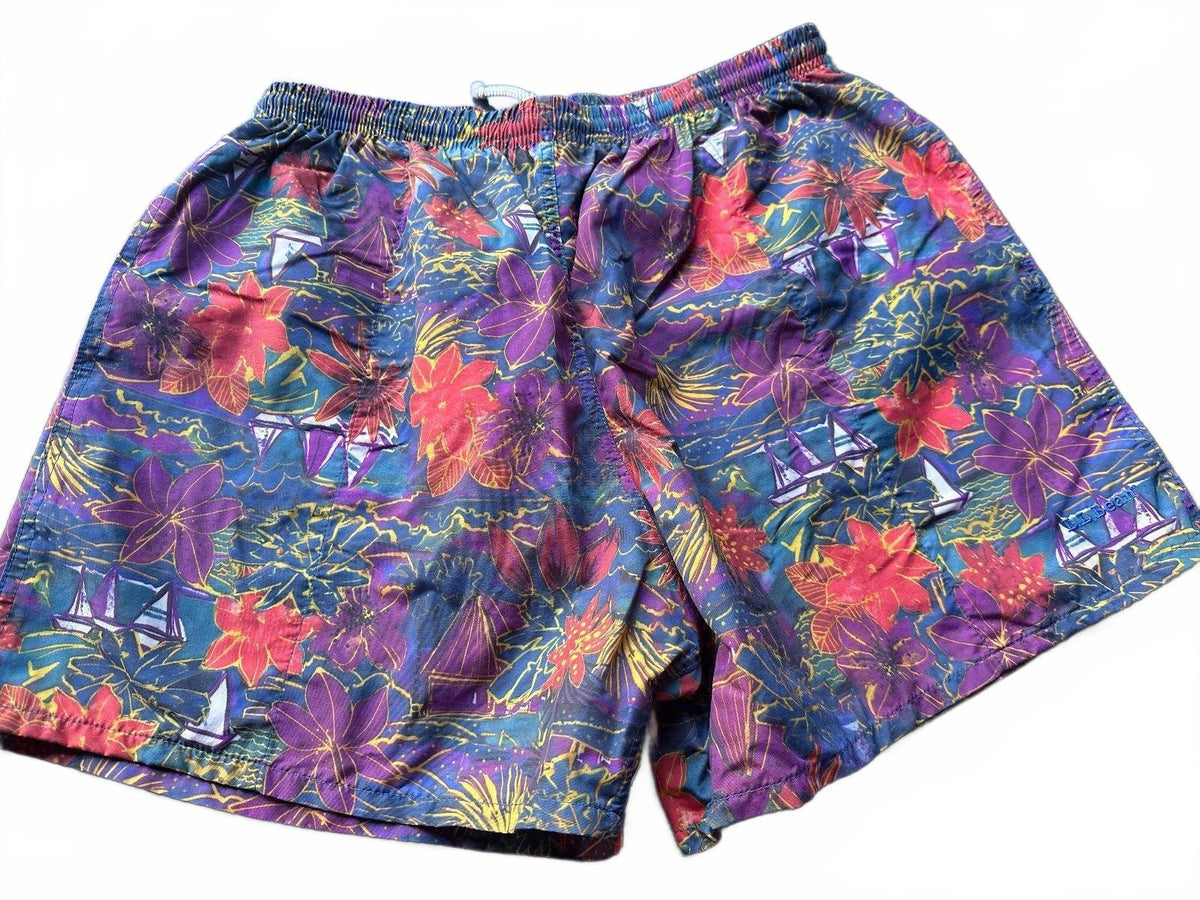 L.L.Bean Tropical Floral Swim Trunks Men's S
