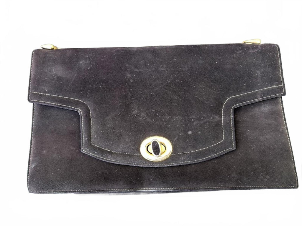 Frenchy of California Black Suede Clutch 13”