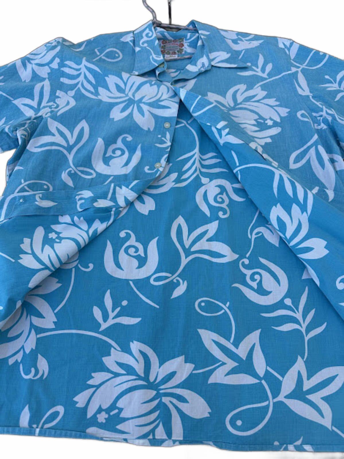 Reyn Spooner Blue Floral Aloha Shirt XL