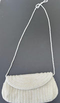 Vintage White Beaded Shoulder Clutch Wedding