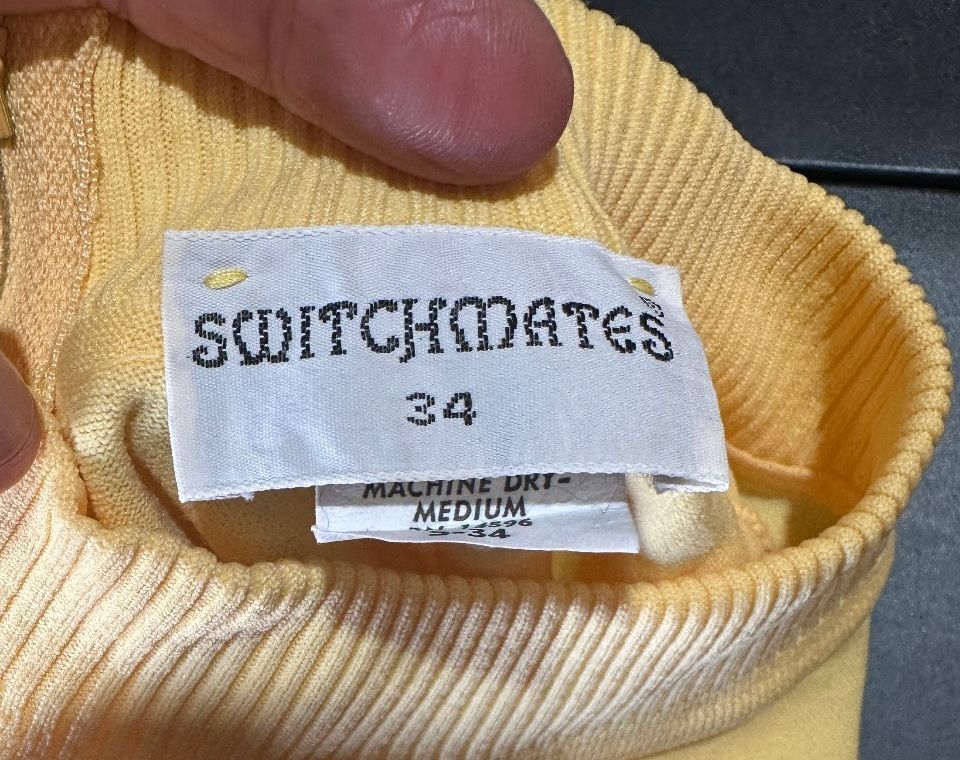 Vintage Switchmates Yellow Mock Neck Knit Top S 34