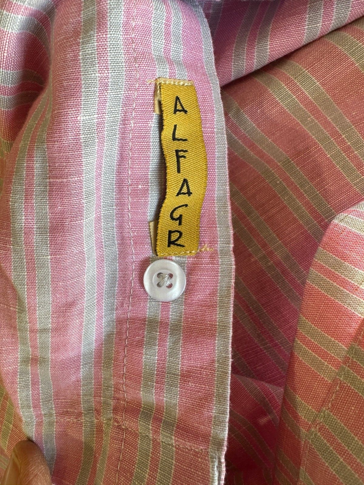 Al Fagr Pink Linen Blend Striped Shirt Men's XL