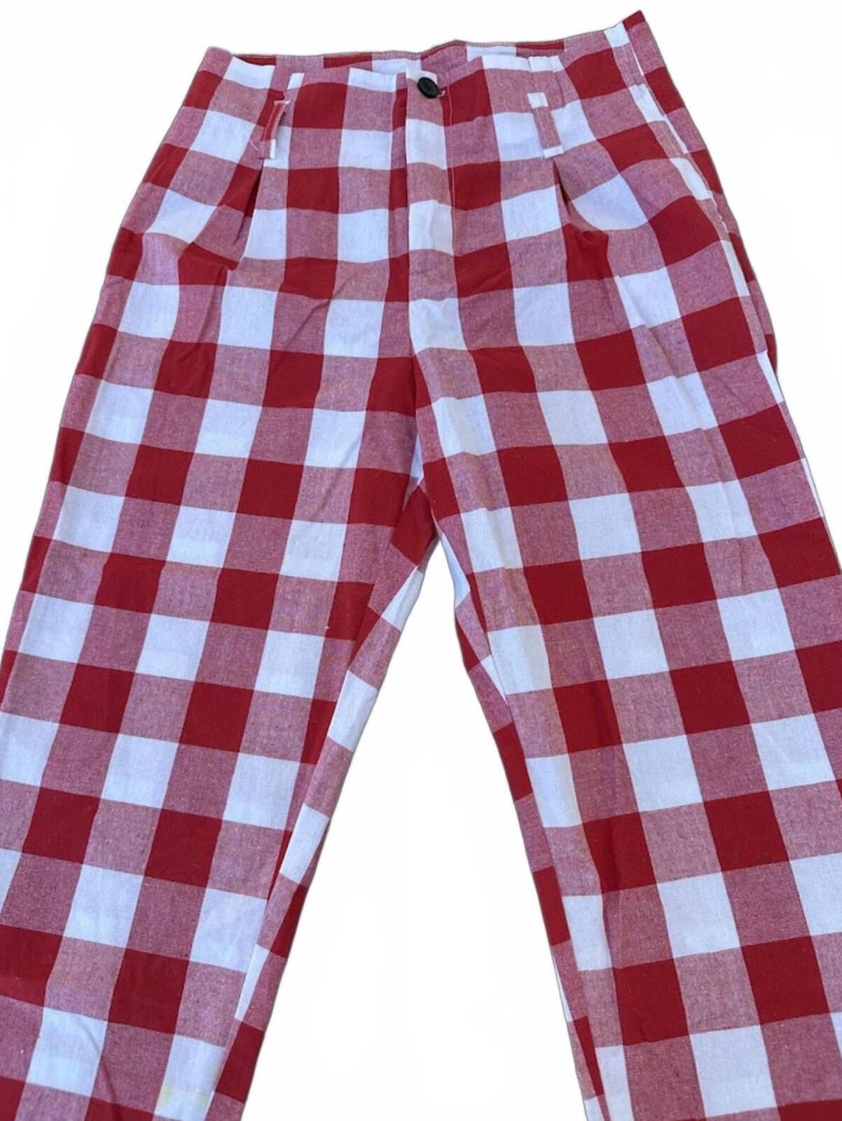 Venti6 Red Check Cropped Pants