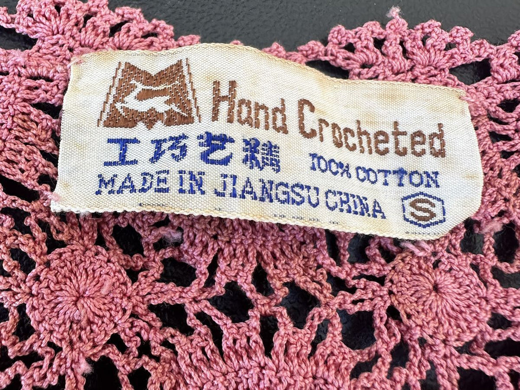Vintage Pink Hand Crocheted Lace Top
