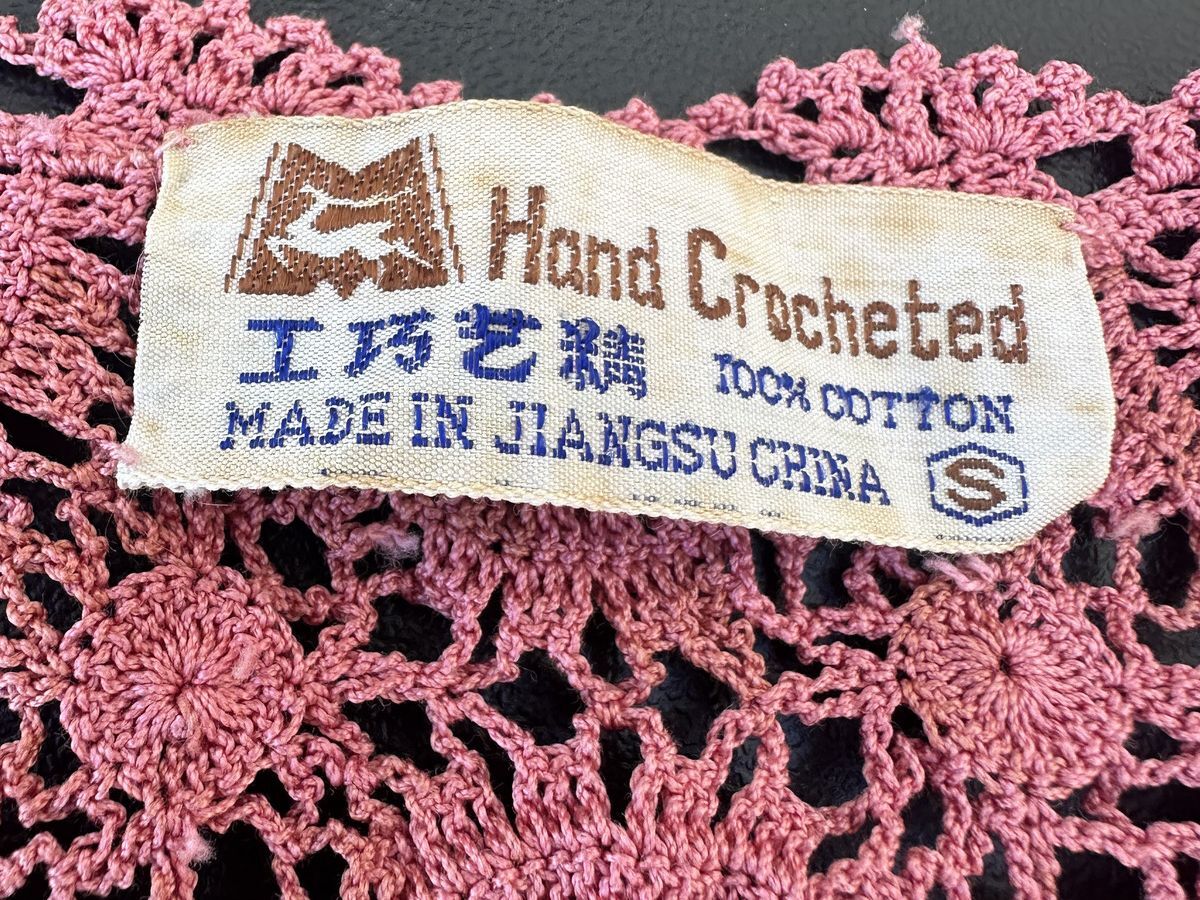Vintage Pink Hand Crocheted Lace Top